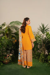 Premium Stone Linen Winter Embroidered Short Shirt with Flapper & Shawl – 3 Piece