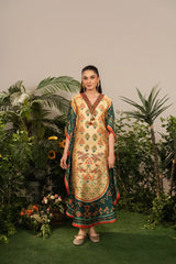 Shamooze Silk Winter Digital Kaftan with Trouser – 2 Piece