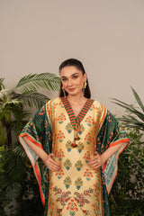 Shamooze Silk Winter Digital Kaftan with Trouser – 2 Piece
