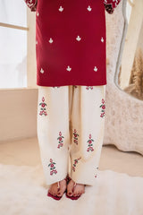 Stone Linen Embroidered Shirt with Farshi Salwar 2 Piece