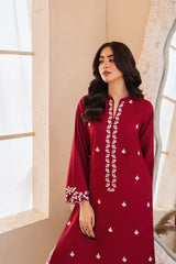 Stone Linen Embroidered Shirt with Farshi Salwar 2 Piece