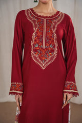 Stone Linen Embroidered Short Shirt 3 Piece Suit