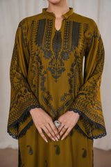 Dhanak Embroidered Long Length 3 Piece Suit