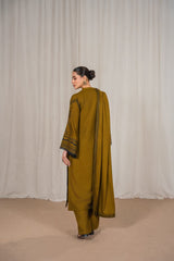 Dhanak Embroidered Long Length 3 Piece Suit