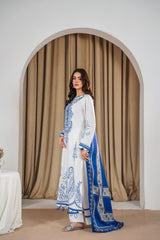 Stone Linen Long Length Shirt Plazo 3 Piece Suit