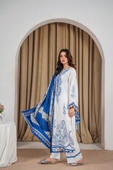 Stone Linen Long Length Shirt Plazo 3 Piece Suit