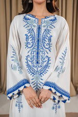 Stone Linen Long Length Shirt Plazo 3 Piece Suit