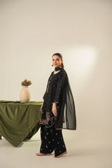 Stone Linen Sequence Embroidered Shirt Farshi 3 Piece Suit