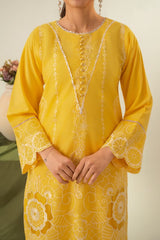 Stone Linen Cut Work Embroidered Short Kurta Farshi 3 Piece Suit