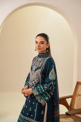 Stone Linen Embroidered Shirt Farshi 3 Piece Suit