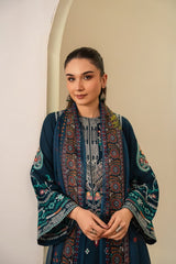 Stone Linen Embroidered Shirt Farshi 3 Piece Suit
