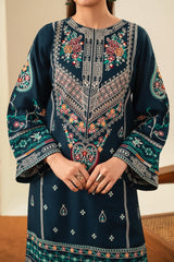 Stone Linen Embroidered Shirt Farshi 3 Piece Suit