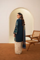 Stone Linen Embroidered Shirt Farshi 3 Piece Suit