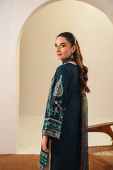 Stone Linen Embroidered Shirt Farshi 3 Piece Suit
