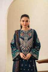 Stone Linen Embroidered Shirt Farshi 3 Piece Suit