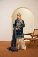 Stone Linen Embroidered Shirt Farshi 3 Piece Suit