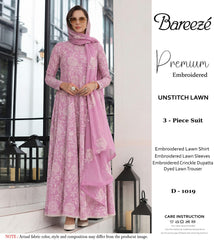 Laam Premium Lawn Unstitched Embroidered Suit with Khadi Net Dupatta
