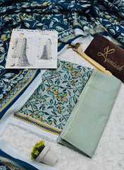 Bin Naeem Premium Printed Lawn 3 Piece Unstitched Suit