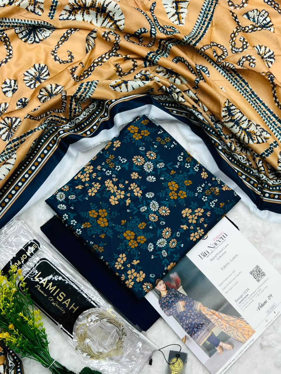 Bin Naeem Premium Printed Lawn 3 Piece Unstitched Suit