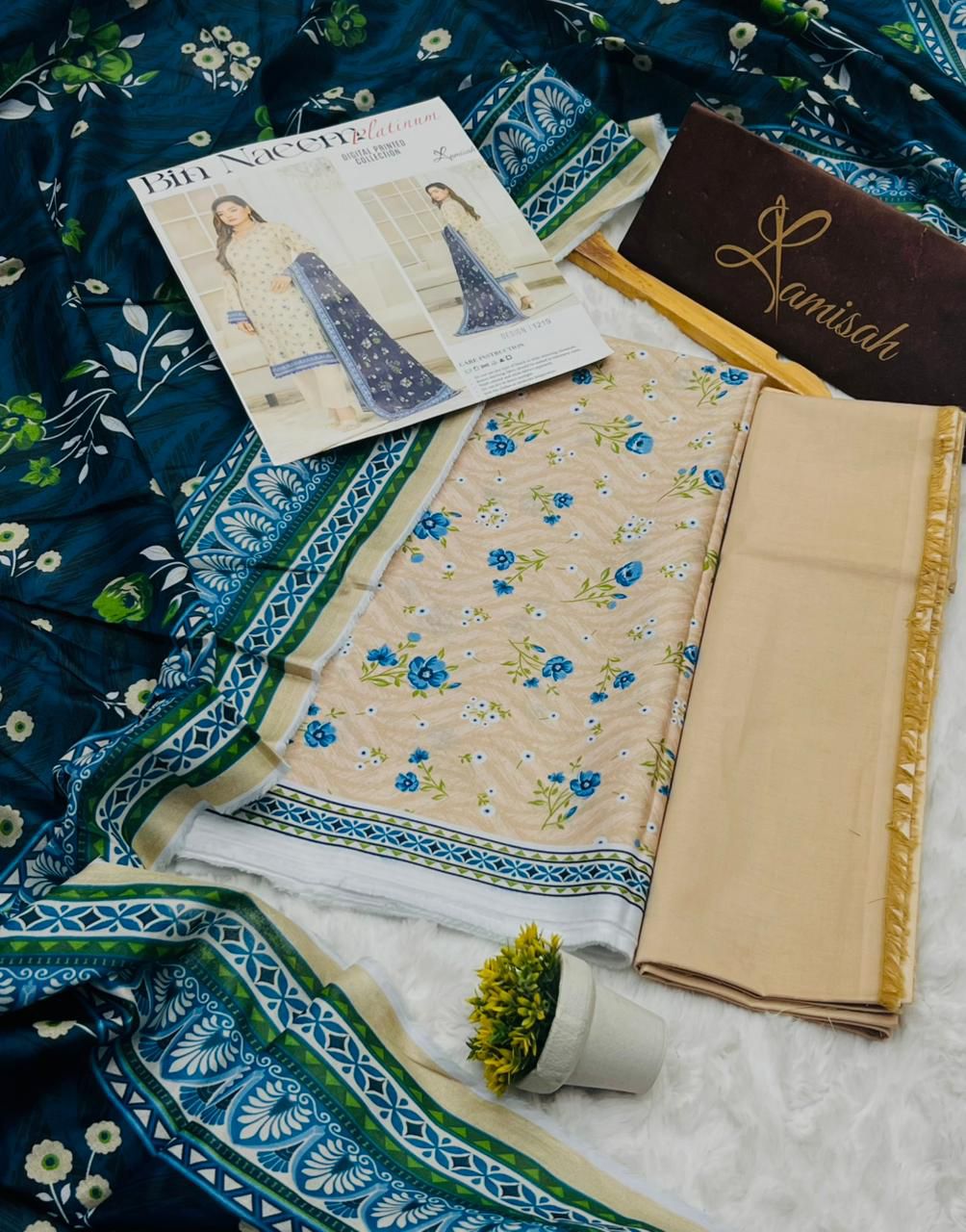 Bin Naeem Premium Printed Lawn 3 Piece Unstitched Suit