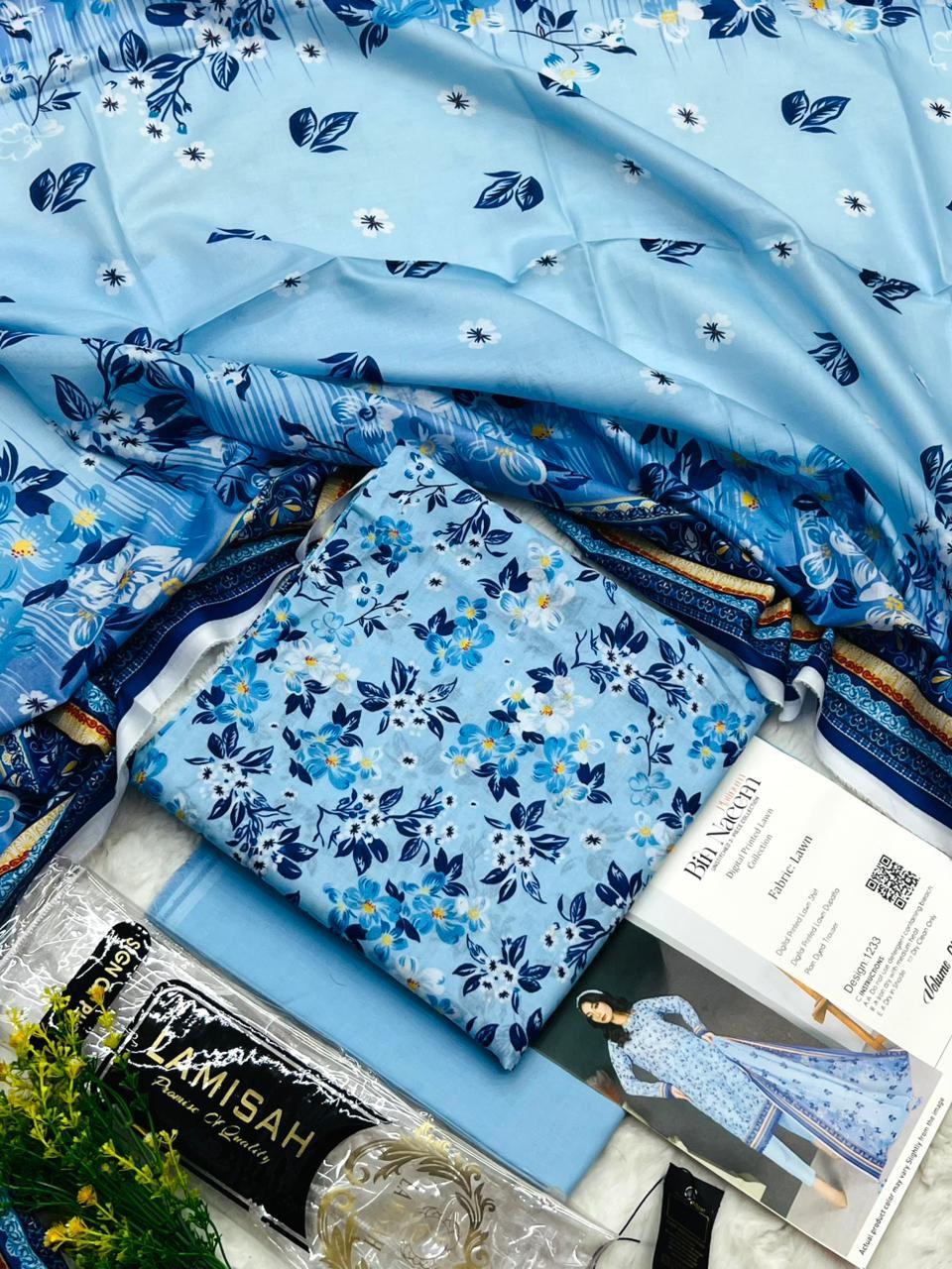 Bin Naeem Premium Printed Lawn 3 Piece Unstitched Suit
