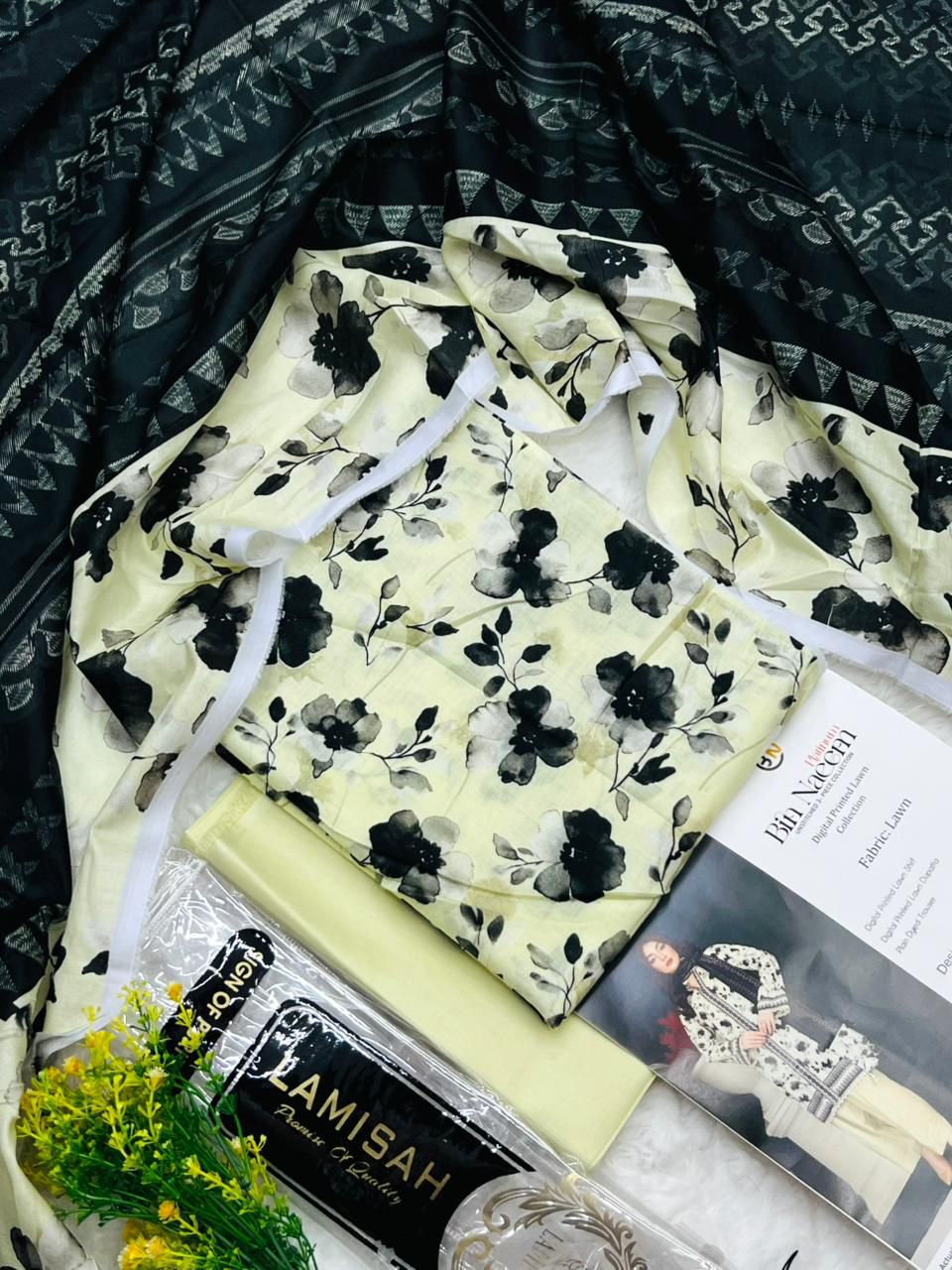 Bin Naeem Premium Printed Lawn 3 Piece Unstitched Suit