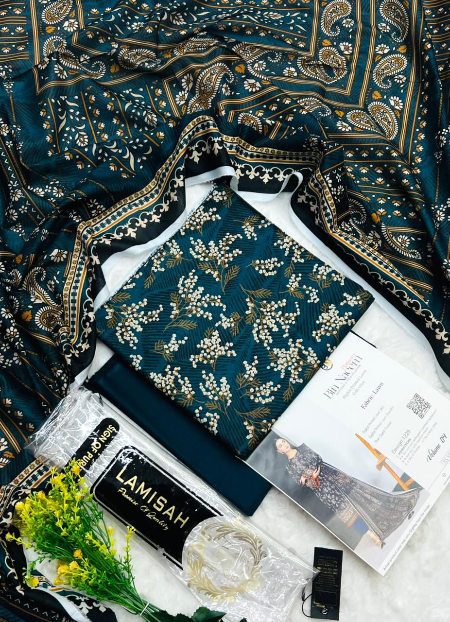 Bin Naeem Premium Printed Lawn 3 Piece Unstitched Suit