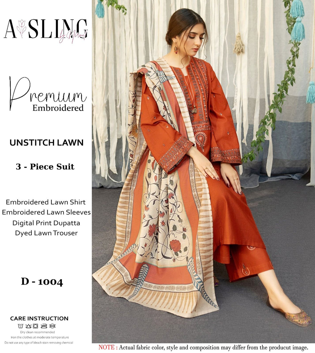 Air Jet Lawn Heavy Embroidered 3 Piece Suit with Swiss Voil Dupatta