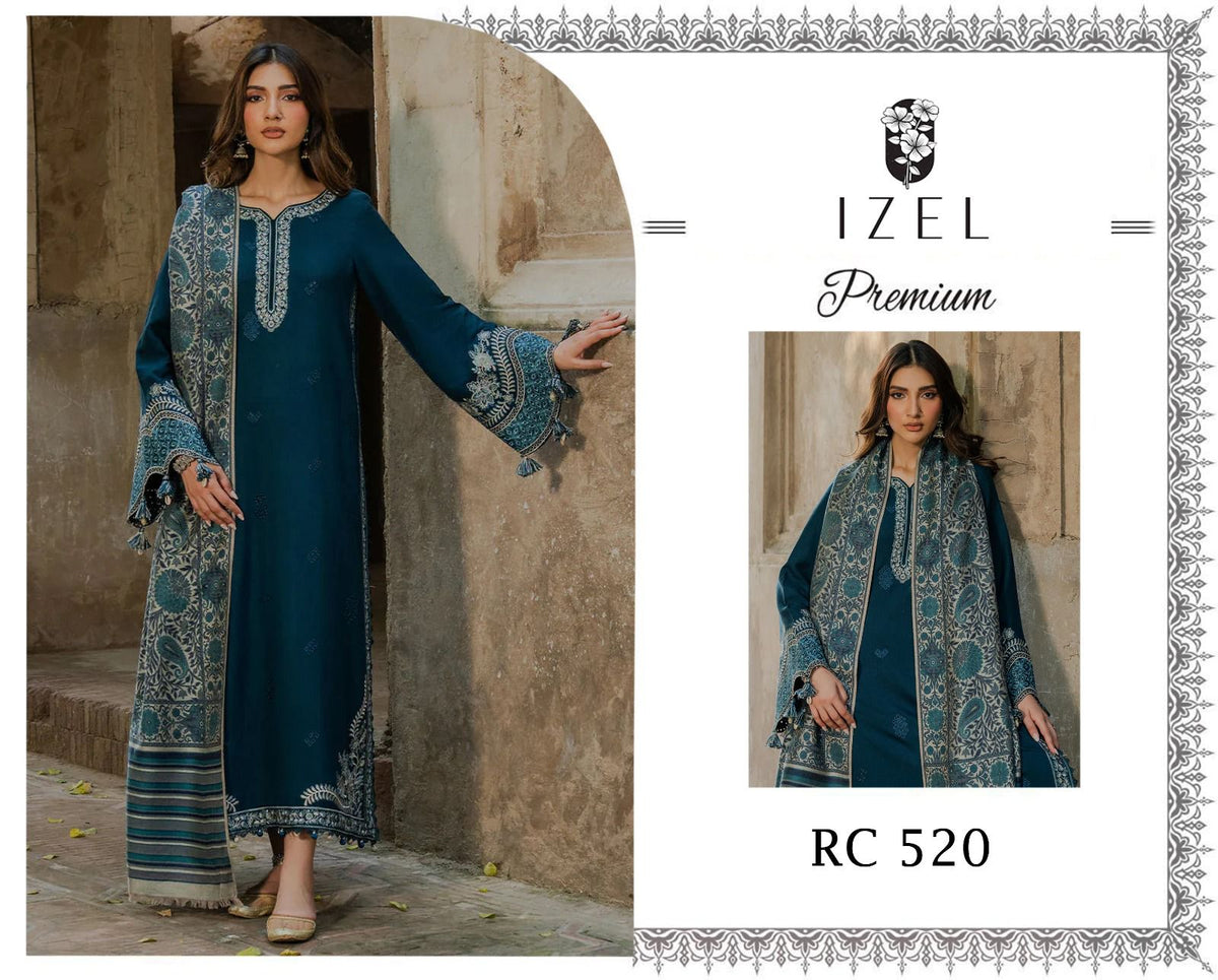 Izel 520 Airjet Lawn Heavy Embroidered 3 Piece Suit
