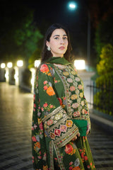 Shamoze Silk Embroidered Long Length 3 Piece Suit
