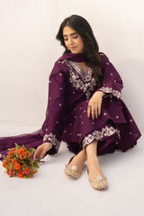 Premium Lawn Cotton Unstitched Suit with Bamber Embroidered Dupatta 3 Piece