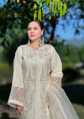 Premium Lawn Embroidered 3 Piece Suit with Khadi Net Dupatta