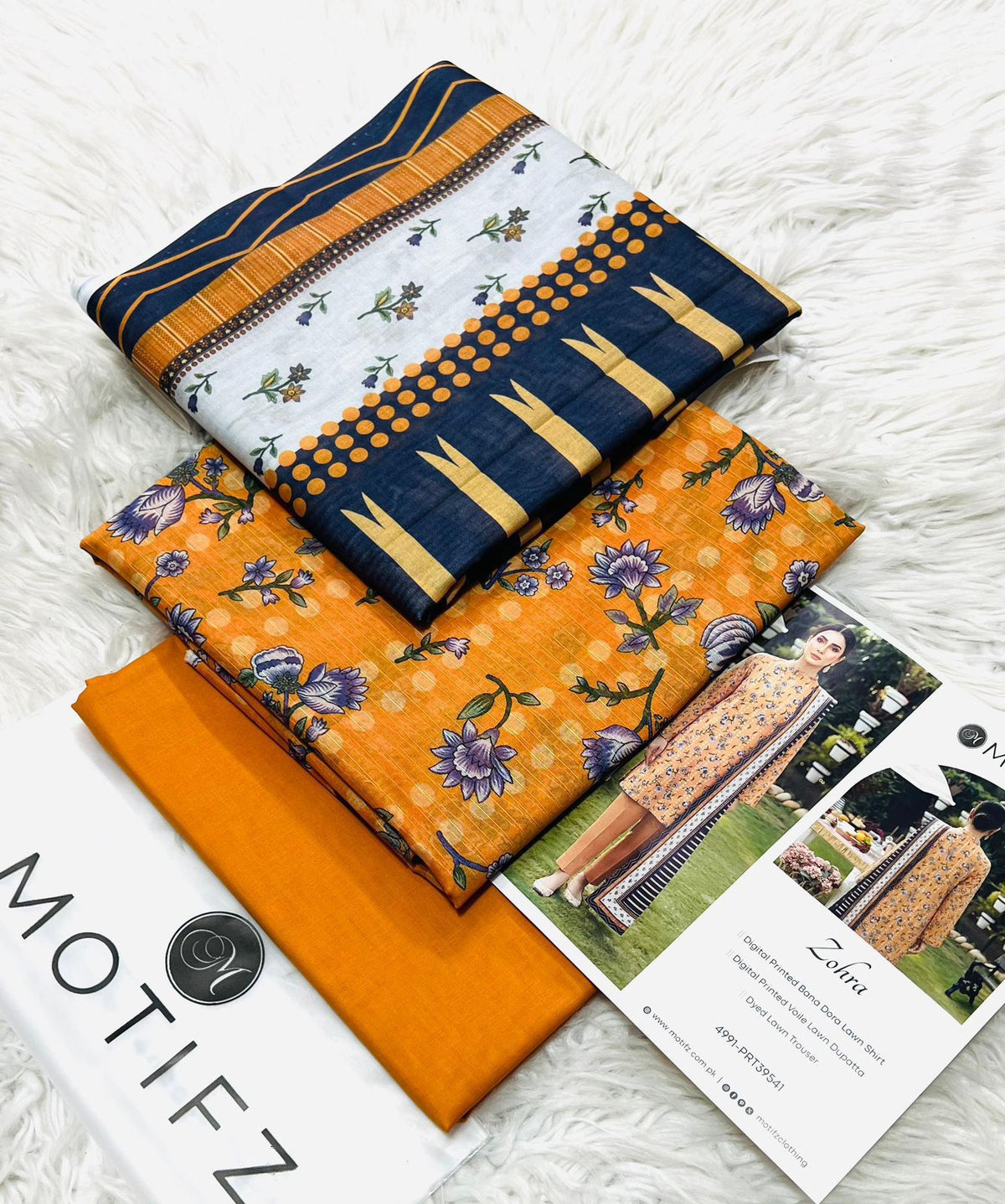 Motifz Premium Printed Lawn 3 Piece Unstitched Suit