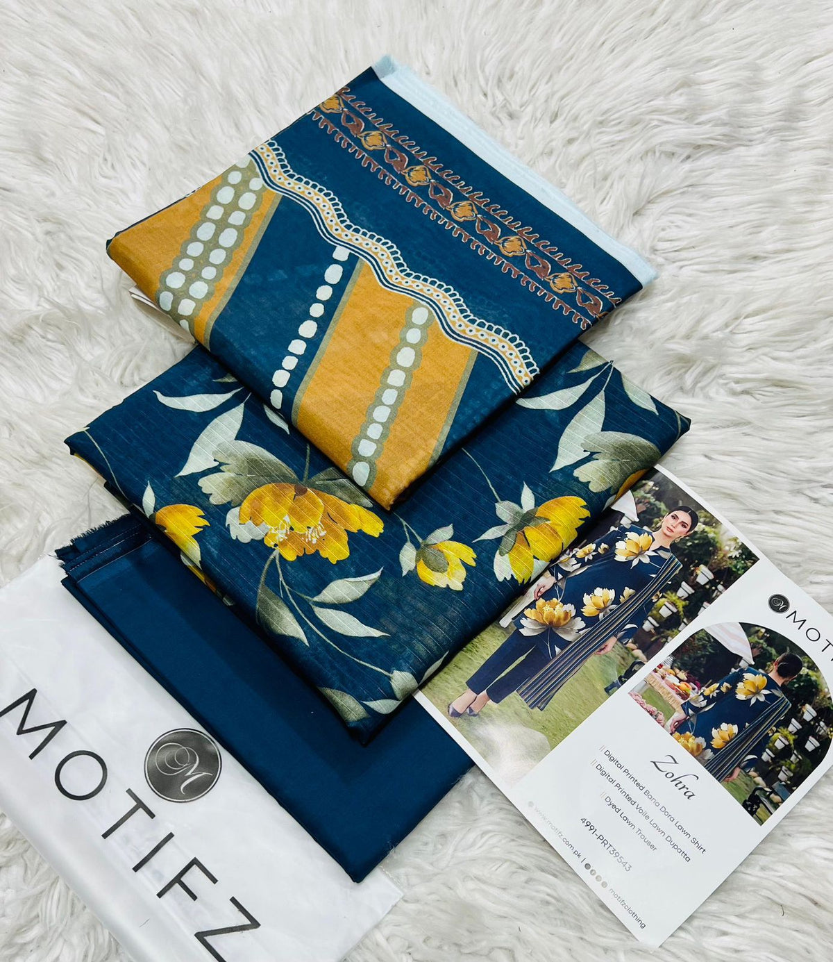 Motifz Premium Printed Lawn 3 Piece Unstitched Suit