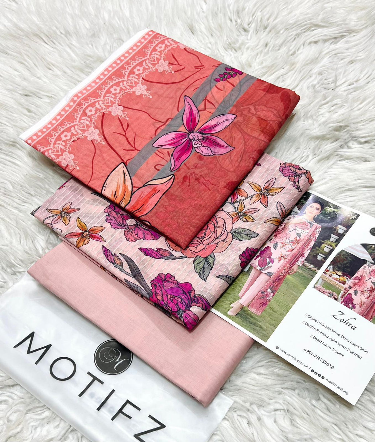 Motifz Premium Printed Lawn 3 Piece Unstitched Suit