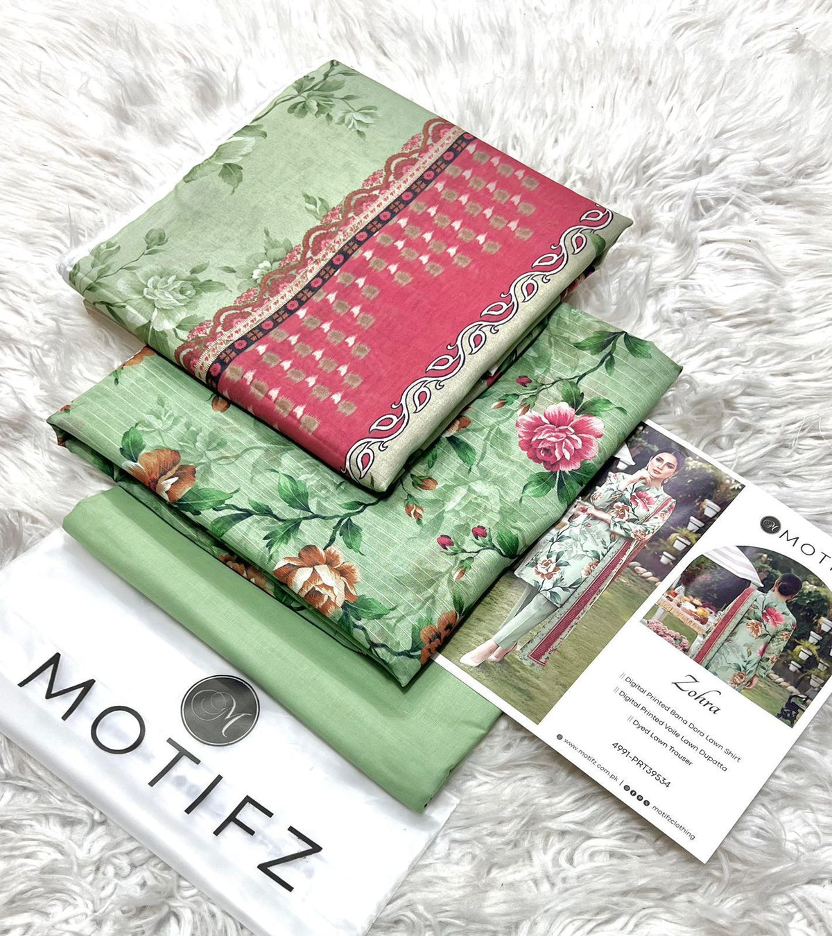 Motifz Premium Printed Lawn 3 Piece Unstitched Suit