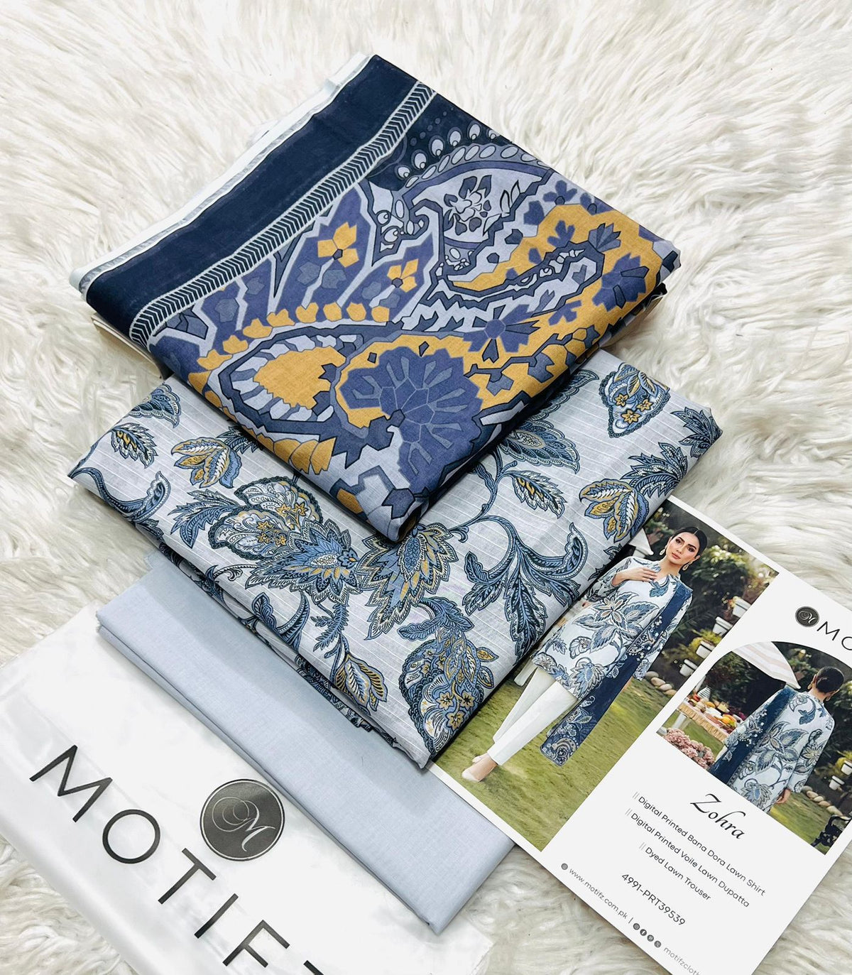 Motifz Premium Printed Lawn 3 Piece Unstitched Suit