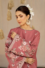Winter Linen Embroidered Long Shirt & Plazo 2-Piece