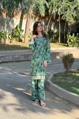 Premium Linen Embroidered Short Shirt with Farshi Salwar – 2 Piece