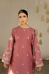 Winter Linen Embroidered Long Shirt & Plazo 2-Piece