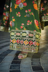 Shamoze Silk Embroidered Long Length 3 Piece Suit