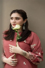 Winter Linen Embroidered Long Shirt & Plazo 2-Piece